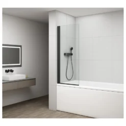 Afbeelding 1 Polysan Rota Black Draaibaar badwand 75cm, helder glas
