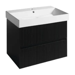 Afbeelding 1 Sapho Filena Wastafelonderkast 67x51,5x43cm, mat zwart met strip