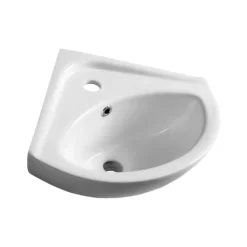 Afbeelding 1 Aqualine Luigi Hoek keramische wastafel 34x34cm, wit
