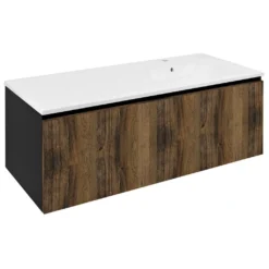 Afbeelding 1 Sapho Lorea Wastafelonderkast 120x46x51,5cm (30+90cm), rechts, eiken collingwood/mat zwart