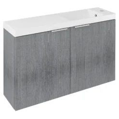 Afbeelding 1 Sapho Latus X wastafelonderkast 78,8x50x22cm, zilver eiken