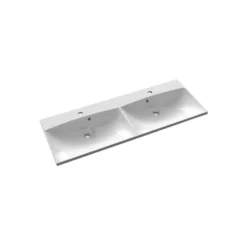 Afbeelding 1 Sapho Maria Kunstmarmeren dubbele wastafel 120x46cm, wit