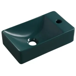 Afbeelding 1 Sapho Small Margitha Keramische wastafel 38x22cm, kraangat rechts, petroleum