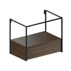 Afbeelding 1 GSI Nubes Wastafelframe 80x50cm, mat zwart/noten