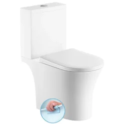 Afbeelding 1 Aqualine Vito Duobloktoilet, randloos, S-sifon/P-sifon, wit