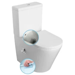 Afbeelding 1 Sapho Paco Cleanwash Duobloktoilet met ingebouwde mengkraan en bidetdouche, S-sifon/P-sifon, wit