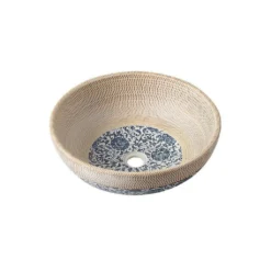 Afbeelding 1 Sapho Priori Keramische waskom, Ø41cm, beige met blauw patroon