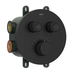 Afbeelding 1 Sapho Smart Select Thermostatische inbouwdouchemengkraan met inbouwbox, 2 uitgangen, mat zwart