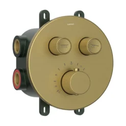 Afbeelding 1 Sapho Smart Select Thermostatische inbouwdouchemengkraan met inbouwbox, 2 uitgangen, mat goud