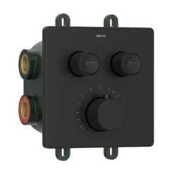Afbeelding 1 Sapho Smart Select Thermostatische inbouwdouchemengkraan met inbouwbox, 2 uitgangen, mat zwart