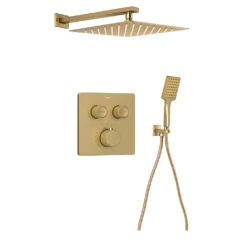 Afbeelding 1 Sapho Smart Select Thermostatische inbouwdoucheset, 2 uitgangen, uitloop, mat goud