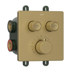 Afbeelding 1 Sapho Smart Select Thermostatische inbouwdouchemengkraan met inbouwbox, 2 uitgangen, mat goud