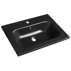Afbeelding 1 Sapho Sidra Kunstmarmeren wastafel 61x46cm, mat zwart
