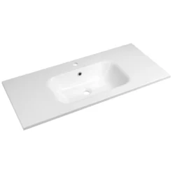 Afbeelding 1 Sapho Sidra Kunstmarmeren wastafel 101x46cm, wit