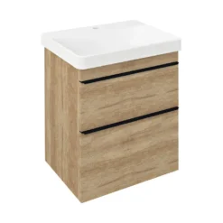 Afbeelding 1 Sapho Sitia Wastafelonderkast met 2 laden 56,4x70x44,2cm, eiken Alabama