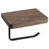 Afbeelding 1 Sapho Toiletrolhouder met planchet, mat zwart/noten