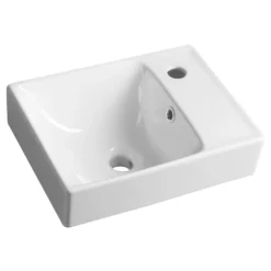 Afbeelding 1 Cerastyle Nuali Keramische wastafel 40x30cm, kraangat rechts/wit