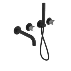 Afbeelding 1 Sapho Ultratap Inbouwbadmengkraan inclusief handdouche, mat zwart/chroom