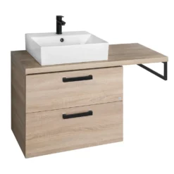 Afbeelding 1 Aqualine Vega Badkamermeubelset, breedte 104cm, platina eiken