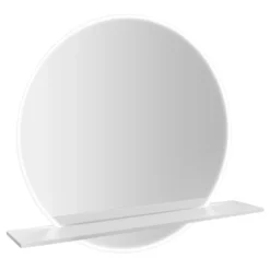 Afbeelding 1 Sapho Viso Ronde spiegel met LED-verlichting en planchet, Ø70cm, mat wit