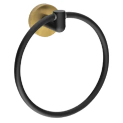 Afbeelding 1 Sapho Larissa Handdoekhouder rond, zwart/mat goud