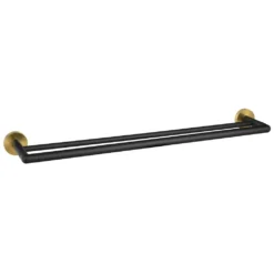 Afbeelding 1 Sapho Larissa Dubbele handdoekhouder 60cm, zwart/mat goud