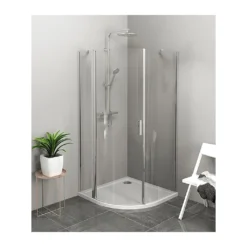 Afbeelding 1 Polysan Zoom Kwartronde douchecabine 90x90cm, helder glas, links