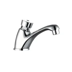 Afbeelding 1 Aqualine Koudwaterkraan voor wastafel met drukknop, chroom
