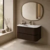Lavantri Eleonora rond badmeubel met ribbelfront 100cm walnoot met 2 lades en solid surface wastafel met kraangat 20 afbeelding 1 lavantri eleonora badmeubel walnoot 100 met kraangat