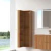 Afbeelding 10 Lavantri Eleonora rond badmeubel met ribbelfront 100cm acacia met 2 lades en solid surface wastafel met kraangat