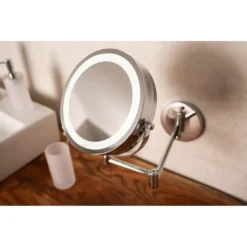 Afbeelding 2 Ridder Mary Wandgemonteerde scheerspiegel, LED, Ø13cm, chroom