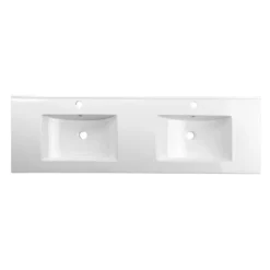 Afbeelding 2 Sapho Slim Keramische dubbele wastafel 150x46cm, wit