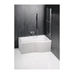 Afbeelding 2 Polysan Odessa Opklapbare badwand, (b) 97cm, zilver/helder glas