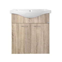 Afbeelding 2 Aqualine Keramia Fresh Wastafelonderkast 60,6x74x34cm, eiken platina