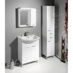 Afbeelding 2 Aqualine Zoja Wastafelonderkast 61,5x74x32,5cm, wit, 2 deuren