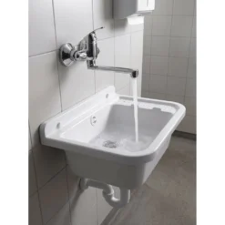 Afbeelding 2 Aqualine 35 Wandgemonteerde mengkraan, 10cm hartafstand, flat uitloop 16cm, chroom