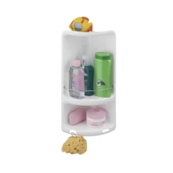 Afbeelding 2 Gedy Caesar Dubbel hoekrek voor badkamer 22,6x47,3x16cm, ABS/wit