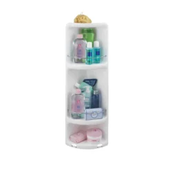 Afbeelding 2 Gedy Caesar Badkamerhoekrek met 3 niveaus 22,6x71x16cm, ABS/wit