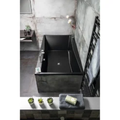 Afbeelding 2 Polysan Quest Rechthoekig bad 190x100x49cm, mat zwart
