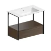 Afbeelding 2 GSI Pura Keramische wastafel Slim 82x46cm, zonder kraangat, mat zwart