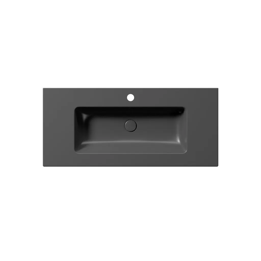 GSI Pura Keramische wastafel Slim 102x46cm, mat zwart 2 Afbeelding 2 GSI Pura Keramische wastafel Slim 102x46cm, mat zwart