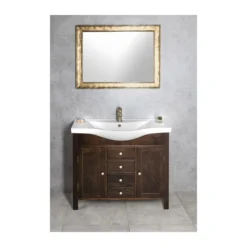 Afbeelding 2 Sapho Ambra Wastafelonderkast 96x82x34,5cm, gebeitst vuren