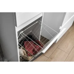 Afbeelding 2 Aqualine Altair Hoge opbergkast met wasmand 40x184x31cm, wit