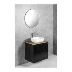 Afbeelding 2 Aqualine Altair Wastafelonderkast 77,5x60x45cm, mat zwart