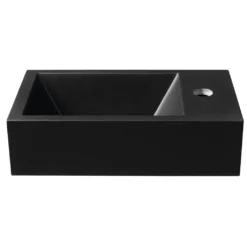 Afbeelding 2 Sapho Small Amarok Kunstmarmeren wastafel 40x22cm, rechts, mat zwart