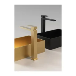 Afbeelding 2 Sapho Cubemix Wastafelkraan, hoog, mat goud