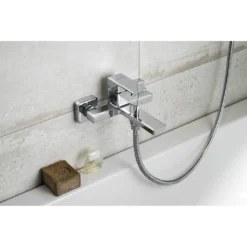 Afbeelding 2 Sapho Cubemix Wandgemonteerde badmengkraan, chroom