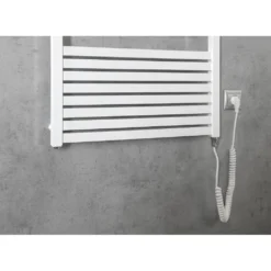 Afbeelding 2 Aqualine Tondi-E Elektrische badkamerradiator, recht, 60x169cm, 800W, wit