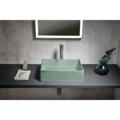 Afbeelding 2 Sapho Formigo Betonnen opbouwwastafel, 47,5x36,5cm, mat groen