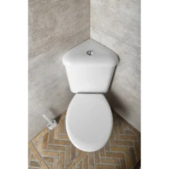 Afbeelding 2 Aqualine Clifton Hoek toilet, dubbele spoeling 3/6l, wit